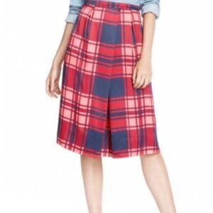 NWOT Draper James Road Blues Plaid Pleated Midi Skirt Size 0 $258